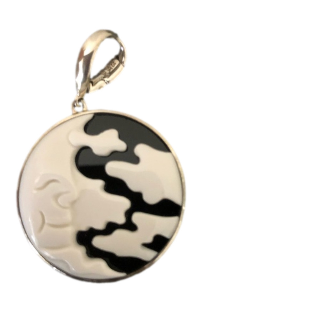 925 Sterling Black Onyx Ivory Moon Pendant